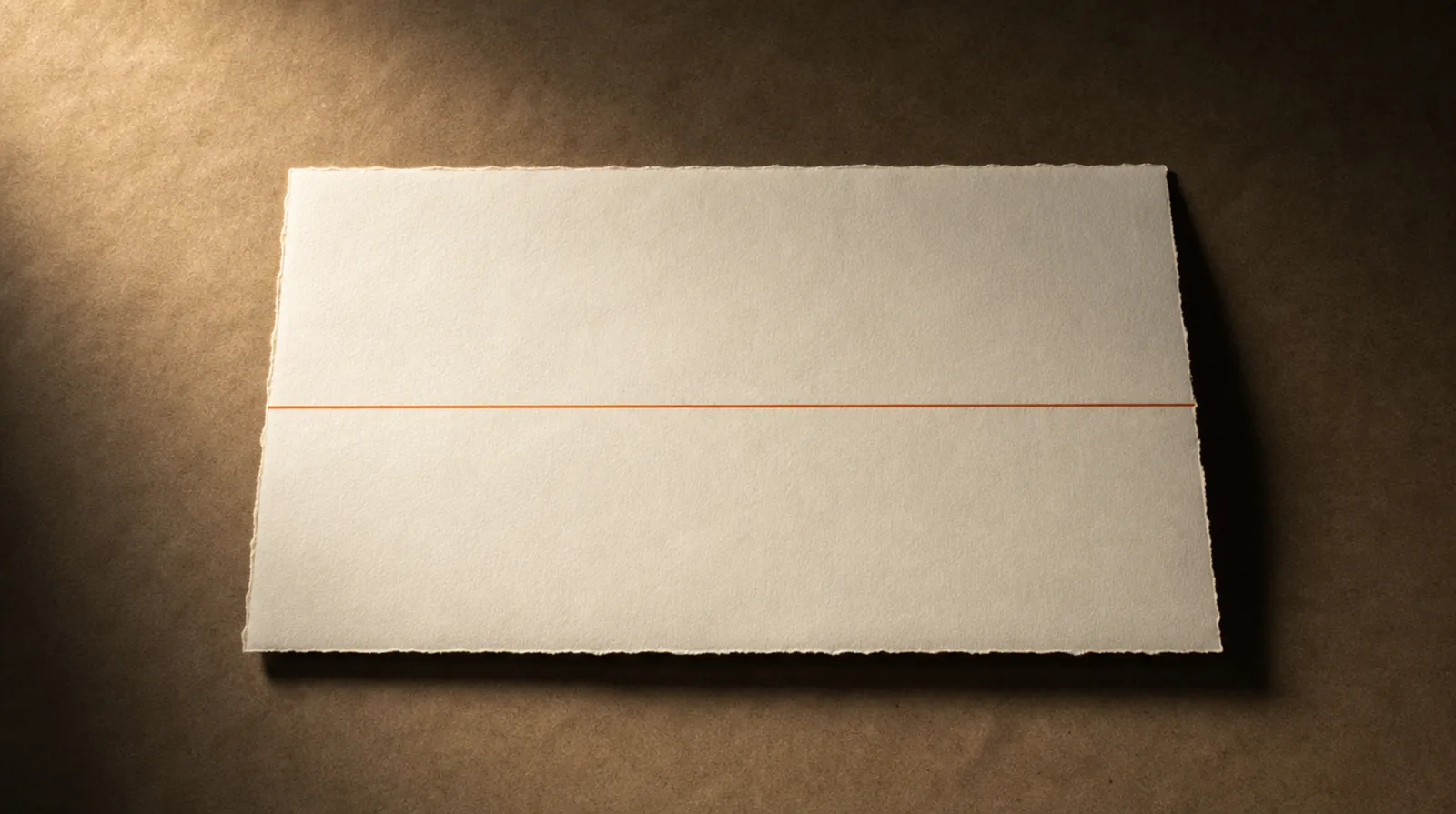 A single whole sheet of warm paper crossed by one clean ember line — nothing skimmed.